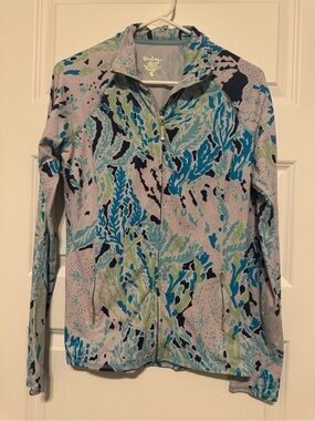 Lilly Pulitzer Serena Seaside Popover Full Zip Jacket Sweatshirt Size Medium